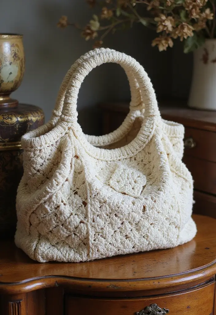 25 Tutoriels de Sacs en Crochet Simples pour Débutants Créatifs - 8. Sac à Main Vintage
