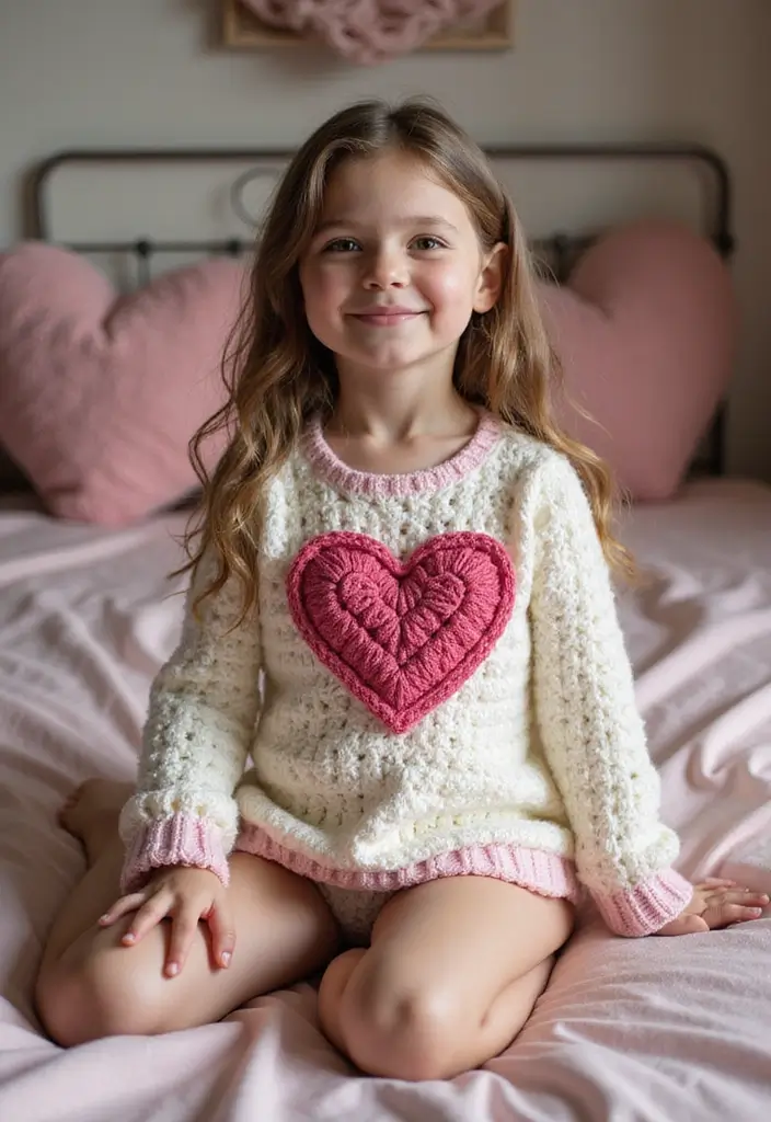 25 modèles de pull en crochet tendance à essayer cette année - 12. Pull en crochet en forme de cœur