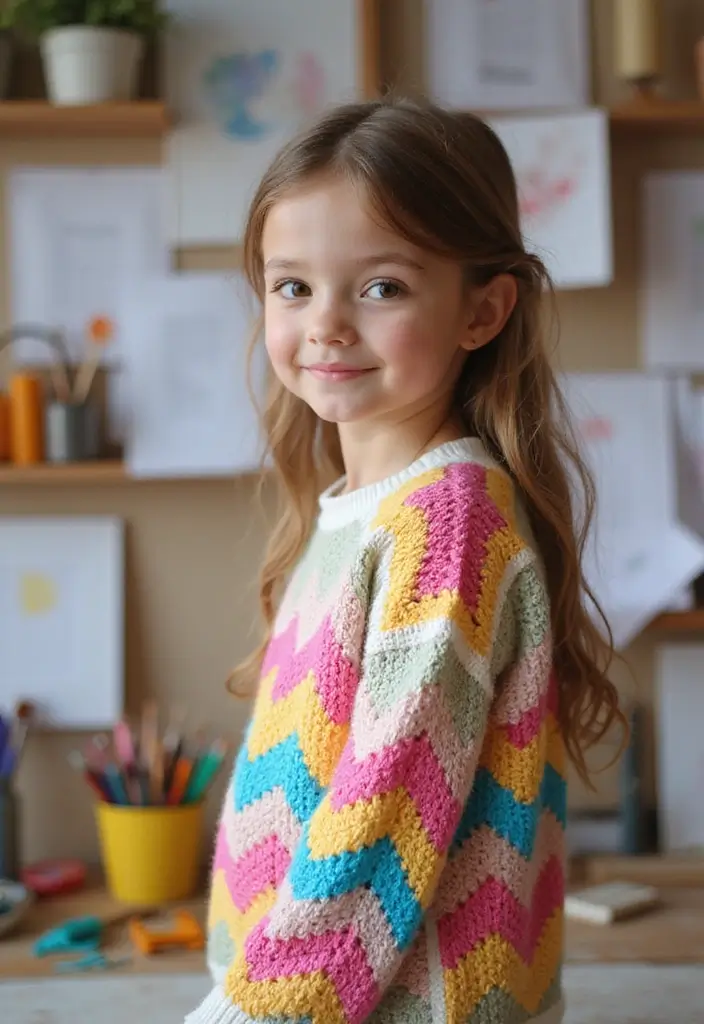 25 modèles de pull en crochet tendance à essayer cette année - 17. Pull en crochet à motifs de zigzag