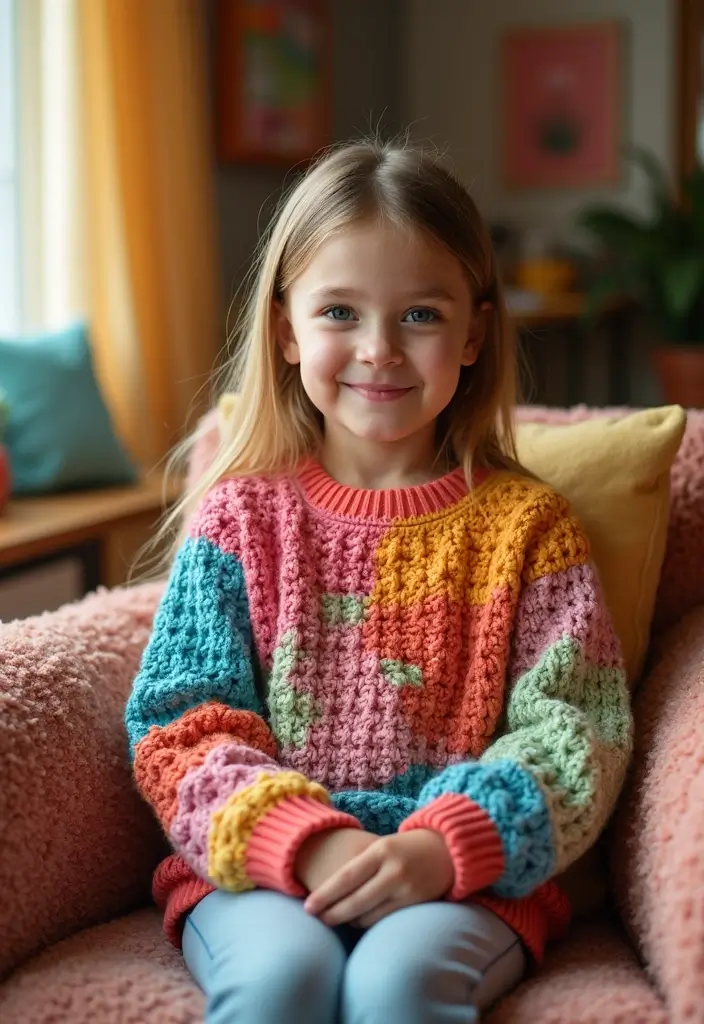 25 modèles de pull en crochet tendance à essayer cette année - 22. Pull en crochet en patchwork