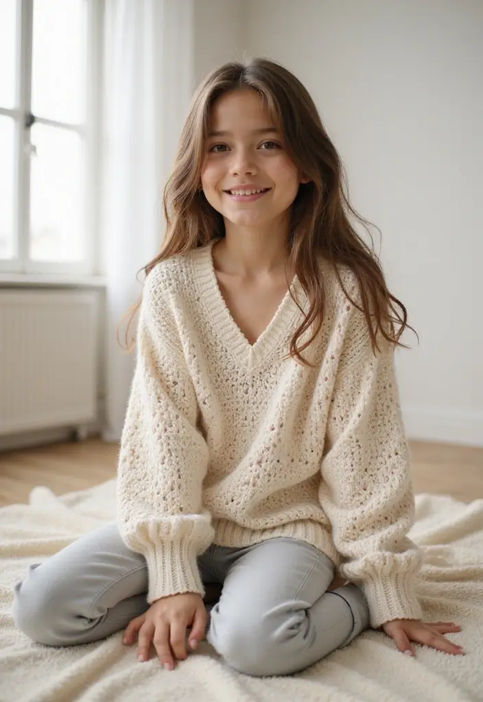25 modèles de pull en crochet tendance à essayer cette année - 7. Pull en crochet avec col en V