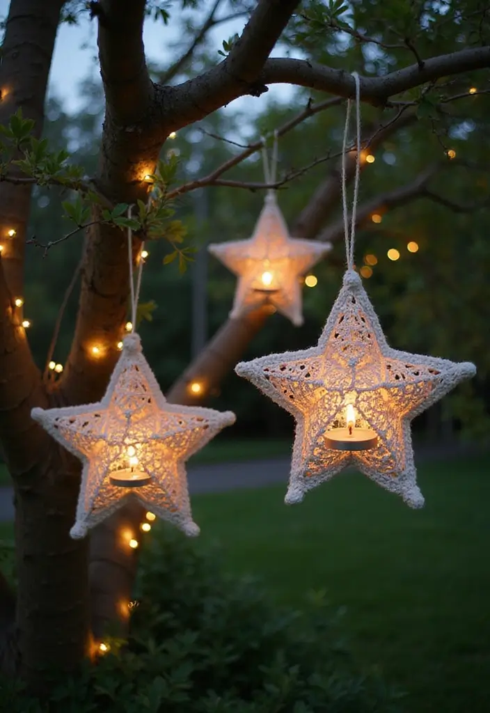 26 Charming Ideas on How to Crochet a Star Step-by-Step - 20. Outdoor Star Lanterns