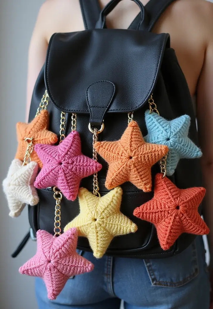 26 Charming Ideas on How to Crochet a Star Step-by-Step - 22. Crocheted Star Bag Charms