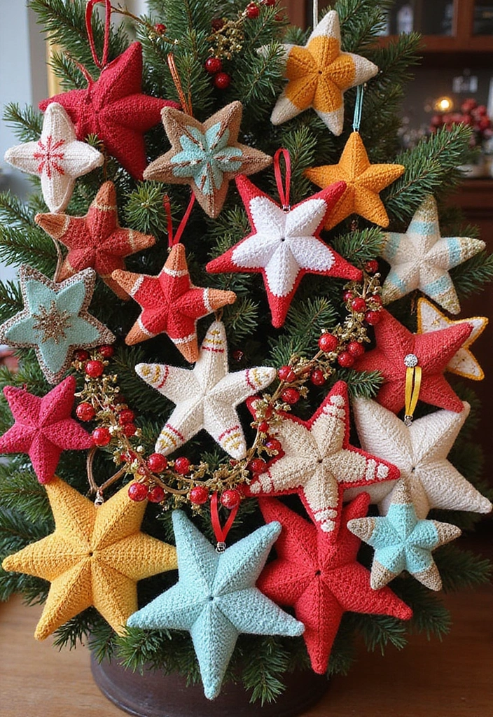 26 Charming Ideas on How to Crochet a Star Step-by-Step - 26. Crochet Star Holiday Decorations