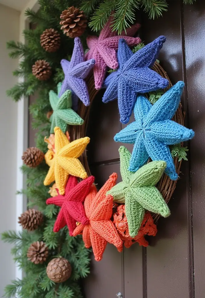 26 Charming Ideas on How to Crochet a Star Step-by-Step - 3. Festive Star Wreath