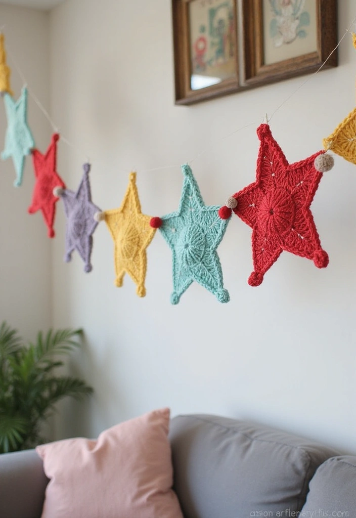 26 Charming Ideas on How to Crochet a Star Step-by-Step - 4. Crochet Star Garland