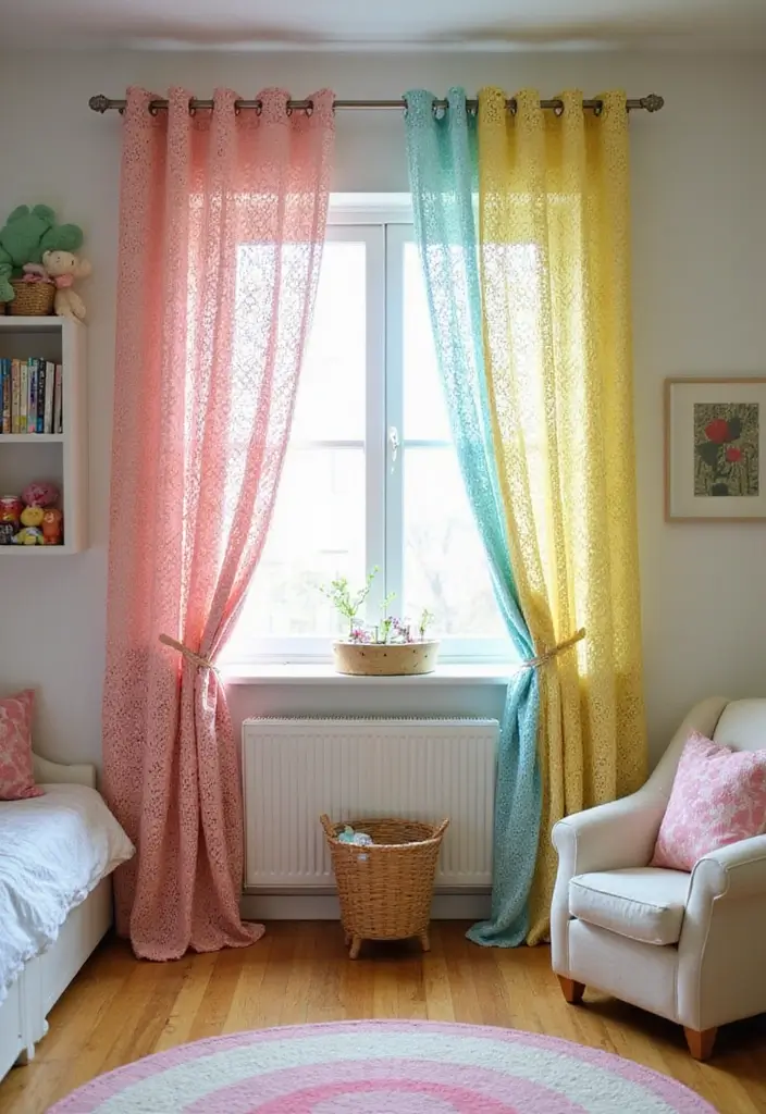26 Cortinas Tejidas a Crochet Ganchillo para Decorar tu Hogar - 2. Cortinas de Colores Pastel