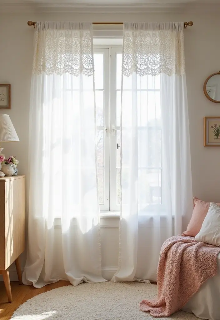 26 Cortinas Tejidas a Crochet Ganchillo para Decorar tu Hogar - 23. Cortinas de Ganchillo con Paneles Transparentes