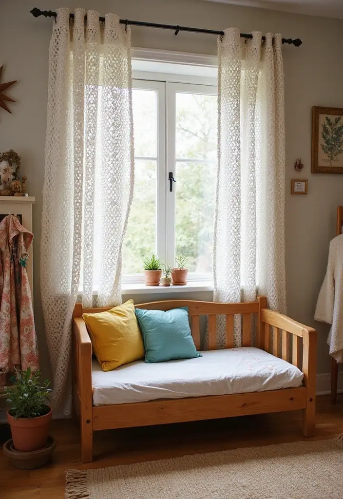 26 Cortinas Tejidas a Crochet Ganchillo para Decorar tu Hogar - 24. Cortinas de Ganchillo de Estilo Costura a Mano