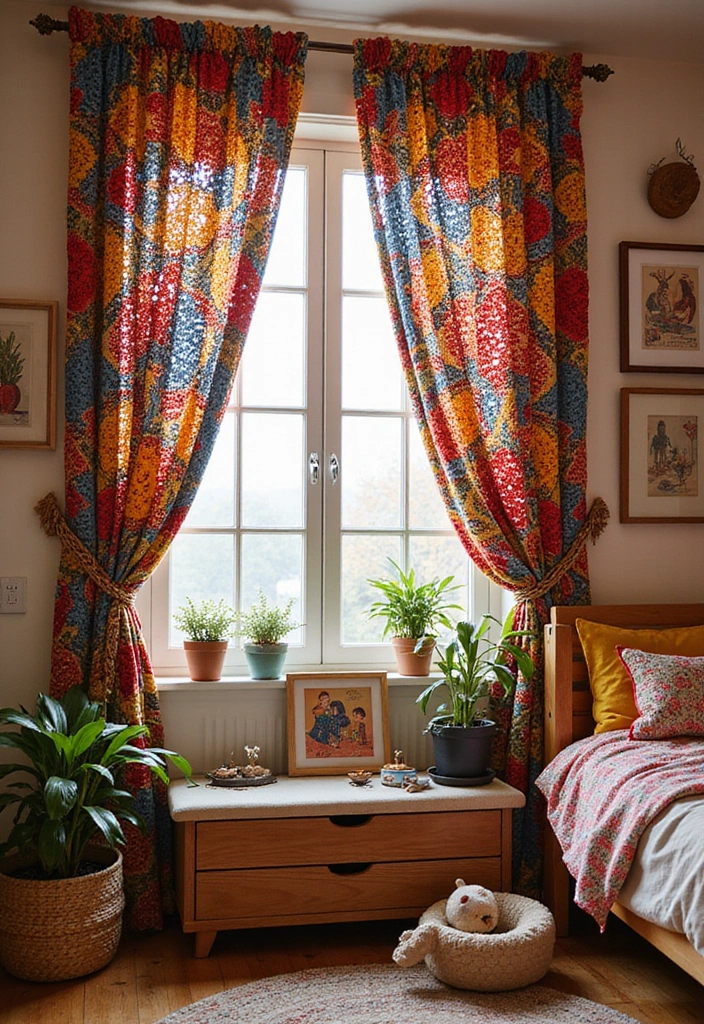 26 Cortinas Tejidas a Crochet Ganchillo para Decorar tu Hogar - 25. Cortinas de Ganchillo de Estilo Étnico