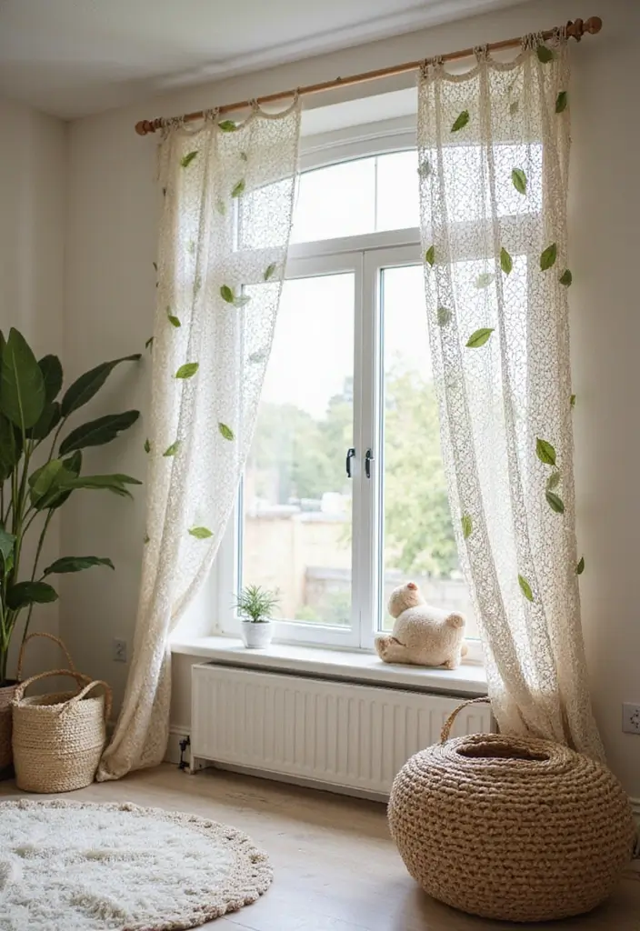 26 Cortinas Tejidas a Crochet Ganchillo para Decorar tu Hogar - 26. Cortinas de Ganchillo con Elementos de Naturaleza