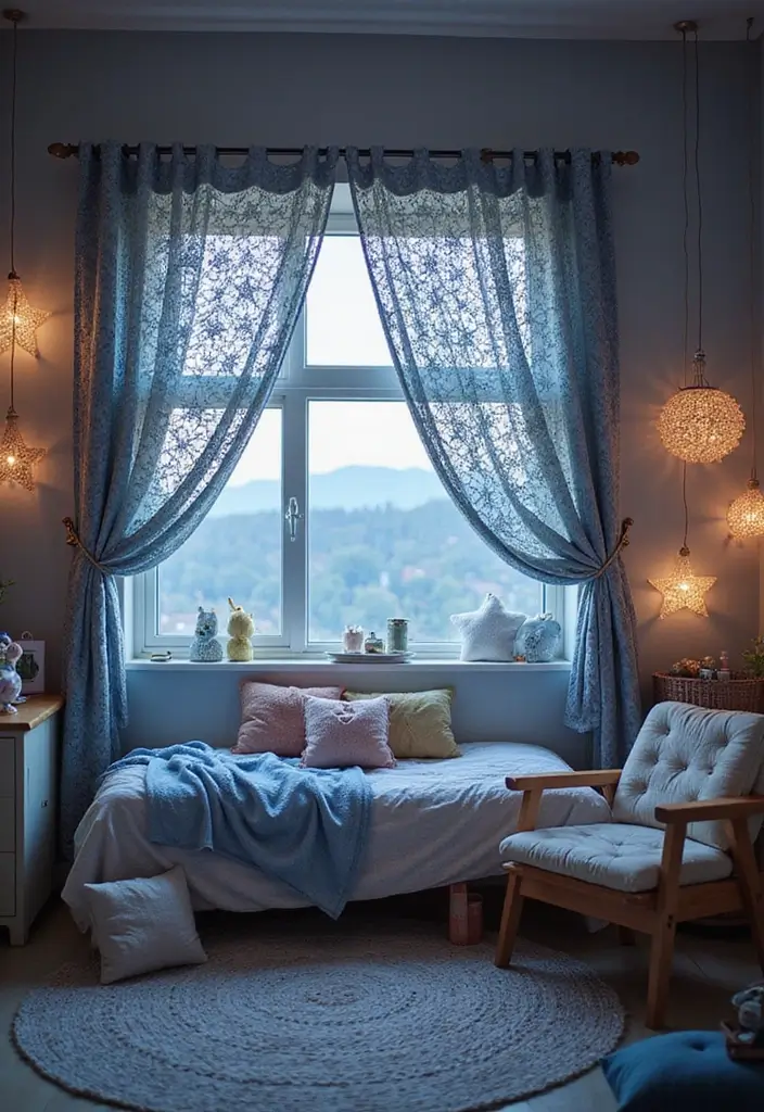 26 Cortinas Tejidas a Crochet Ganchillo para Decorar tu Hogar - 7. Cortinas de Estrellas