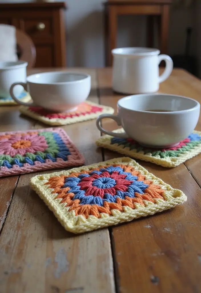 26 Creative Tutorials on How to Crochet a Granny Square for Beginners - 11. Granny Square Coasters