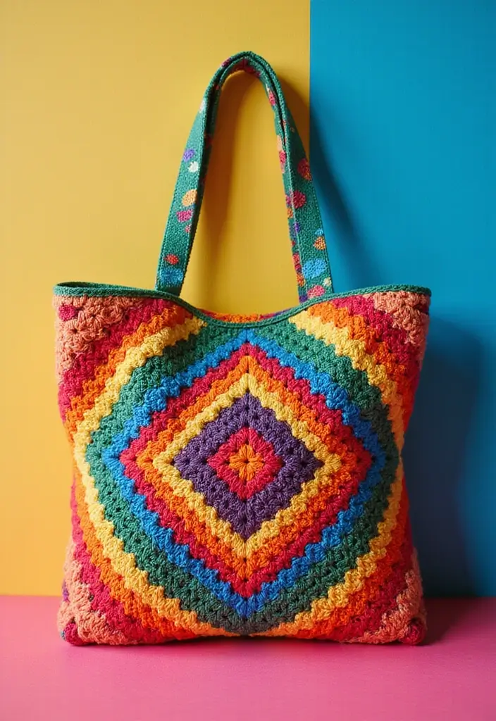 26 Creative Tutorials on How to Crochet a Granny Square for Beginners - 13. Granny Square Bag