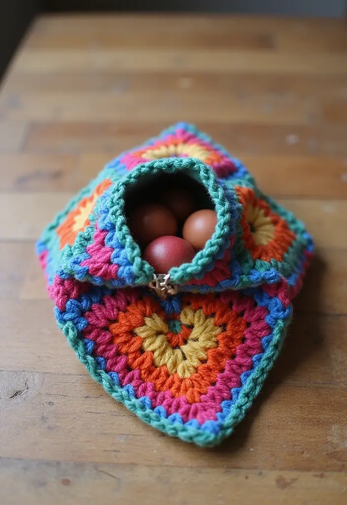 26 Creative Tutorials on How to Crochet a Granny Square for Beginners - 16. Granny Square Pouch