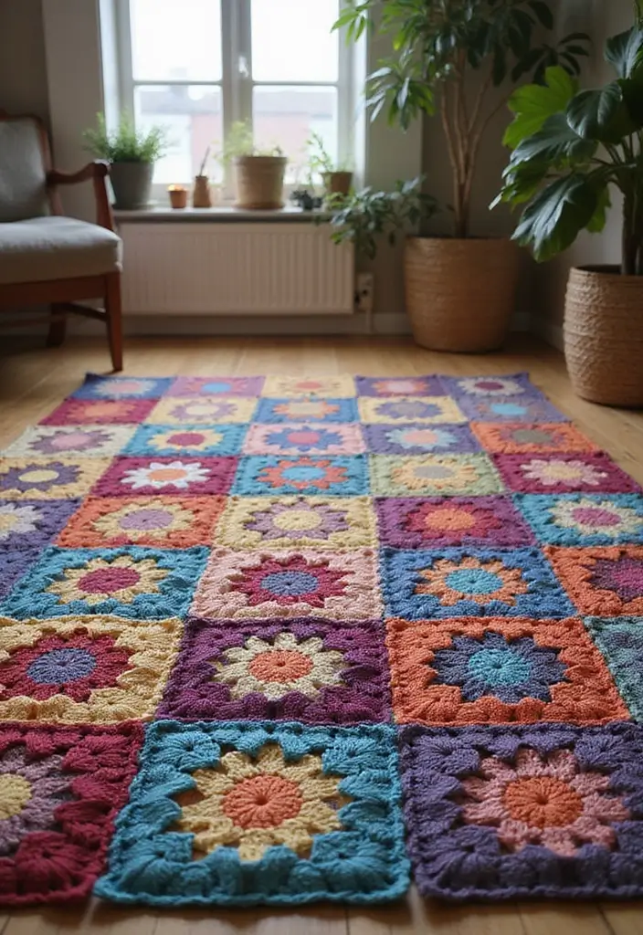 26 Creative Tutorials on How to Crochet a Granny Square for Beginners - 18. Granny Square Rug