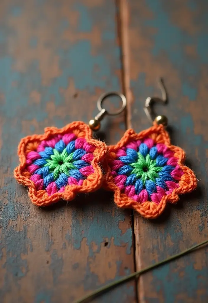 26 Creative Tutorials on How to Crochet a Granny Square for Beginners - 22. Granny Square Earrings
