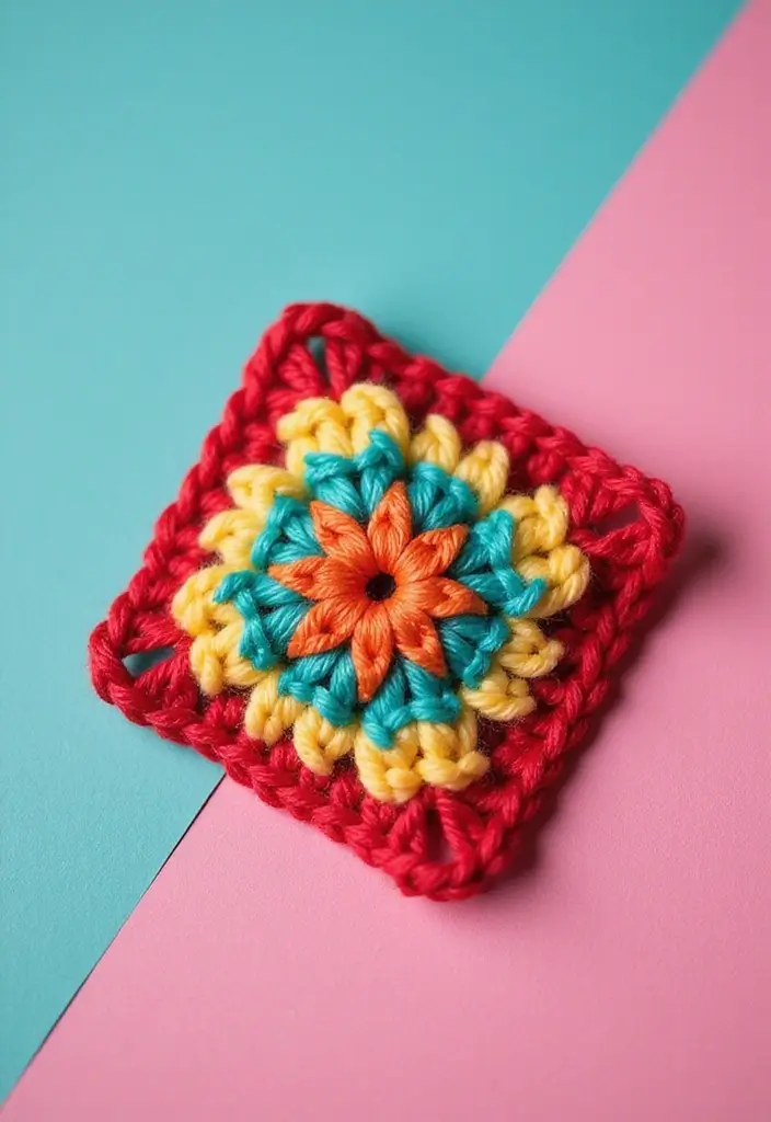 26 Creative Tutorials on How to Crochet a Granny Square for Beginners - 23. Granny Square Hair Clip