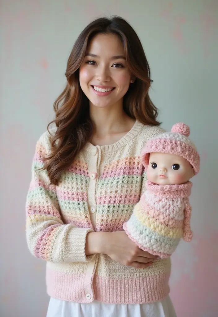 26 Crochet Doll Clothes Free Pattern Ideas for Tiny Fashionistas - 1. Cute Cardigan Set