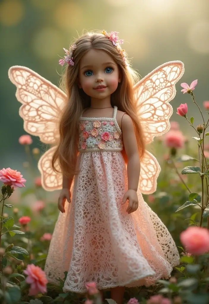 26 Crochet Doll Clothes Free Pattern Ideas for Tiny Fashionistas - 14. Whimsical Fairy Outfit