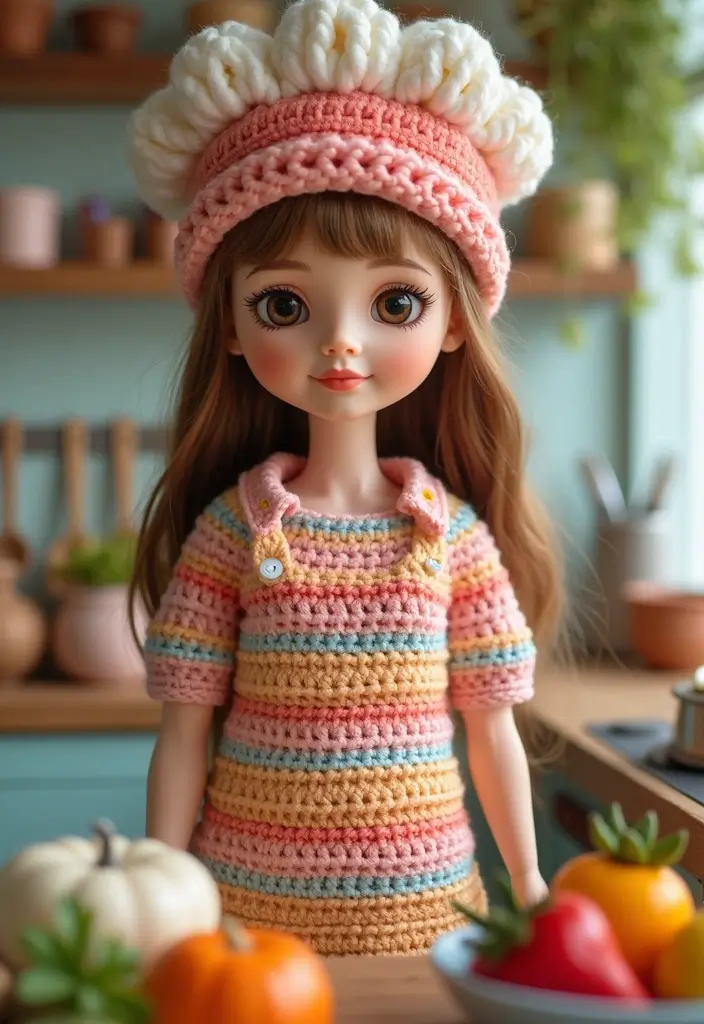 26 Crochet Doll Clothes Free Pattern Ideas for Tiny Fashionistas - 19. Adorable Chef Outfit