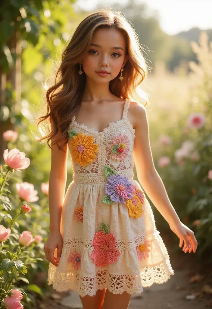 26 Crochet Doll Clothes Free Pattern Ideas for Tiny Fashionistas - 2. Floral Summer Dress