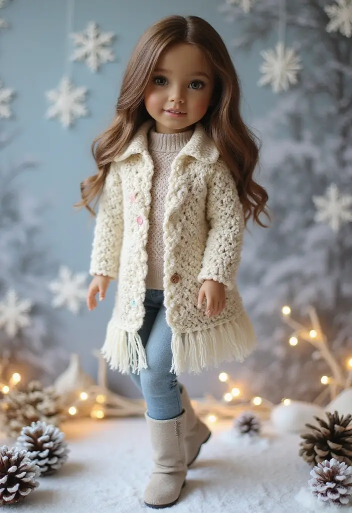 26 Crochet Doll Clothes Free Pattern Ideas for Tiny Fashionistas - 4. Stylish Winter Coat