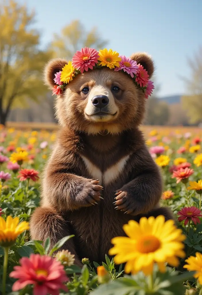 26 Crochet Teddy Bear Pattern Free Ideas for Handmade Gifts - 20. Bear with a Flower Crown
