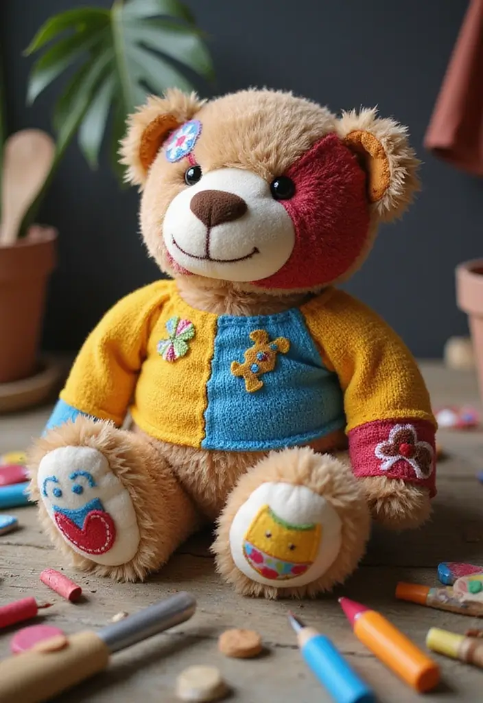 26 Crochet Teddy Bear Pattern Free Ideas for Handmade Gifts - 24. Bear with Patches