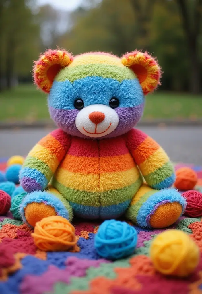 26 Crochet Teddy Bear Pattern Free Ideas for Handmade Gifts - 4. Rainbow Teddy Bear