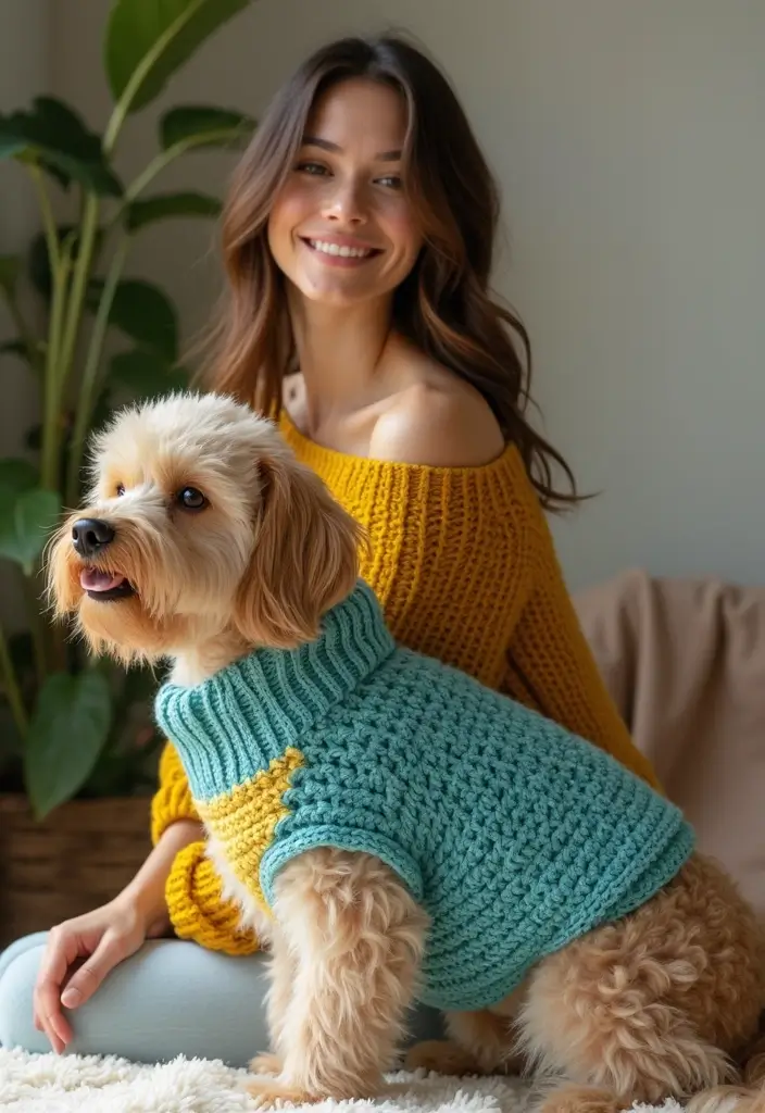 26 Cute Crochet Dog Sweater Free Pattern Ideas for Your Pet - 18. The Textured Sweater