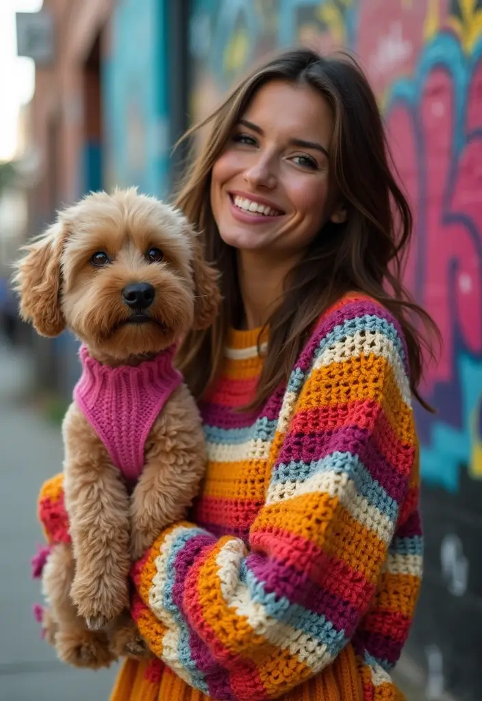 26 Cute Crochet Dog Sweater Free Pattern Ideas for Your Pet - 22. The Chunky Fringe Sweater