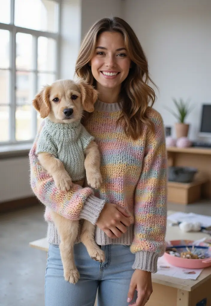 26 Cute Crochet Dog Sweater Free Pattern Ideas for Your Pet - 25. The Artistic Crochet Sweater