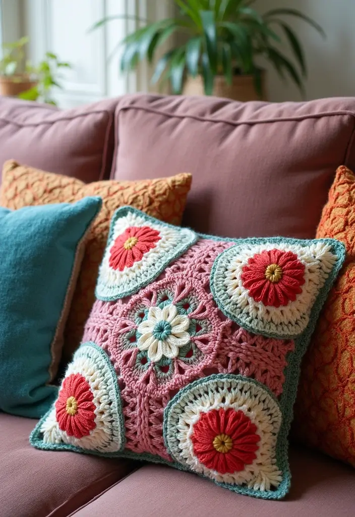 26 Lily of the Valley Crochet Ideas: Delicate and Beautiful - 10. Lovely Lily of the Valley Crochet Pillow Covers
