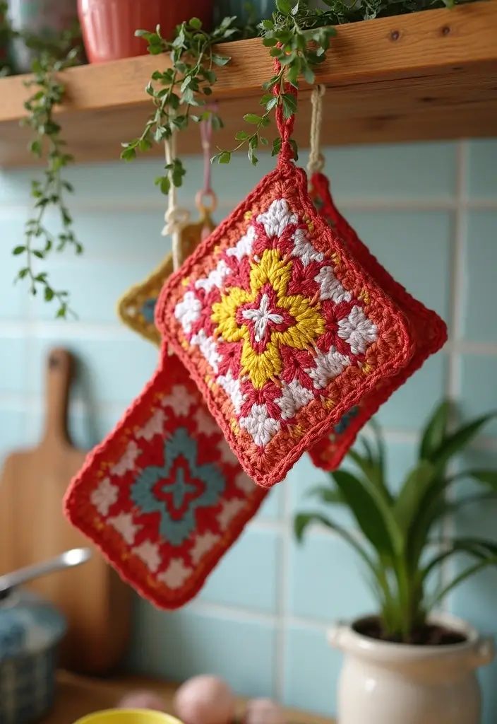 26 Lily of the Valley Crochet Ideas: Delicate and Beautiful - 14. Lovely Lily of the Valley Crochet Pot Holders