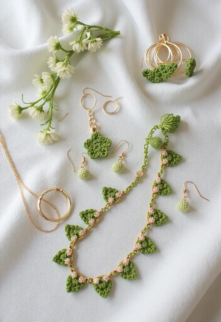 26 Lily of the Valley Crochet Ideas: Delicate and Beautiful - 15. Unique Lily of the Valley Crochet Jewelry