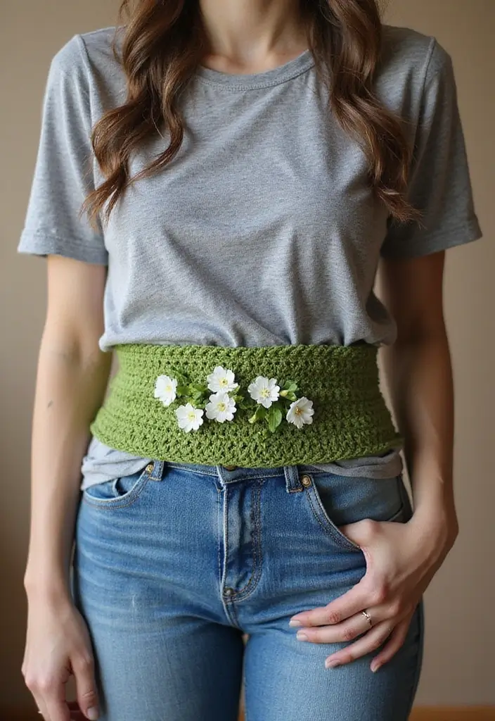 26 Lily of the Valley Crochet Ideas: Delicate and Beautiful - 22. Elegant Lily of the Valley Crochet Belt