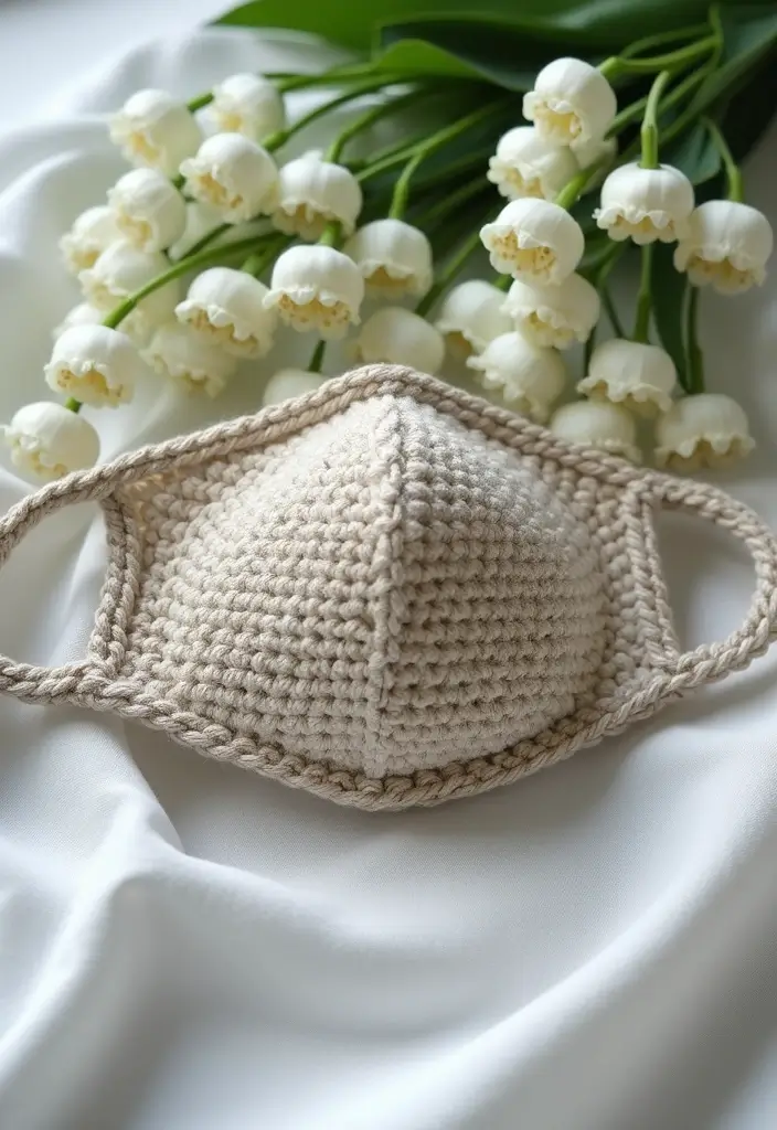 26 Lily of the Valley Crochet Ideas: Delicate and Beautiful - 25. Beautiful Lily of the Valley Crochet Face Masks