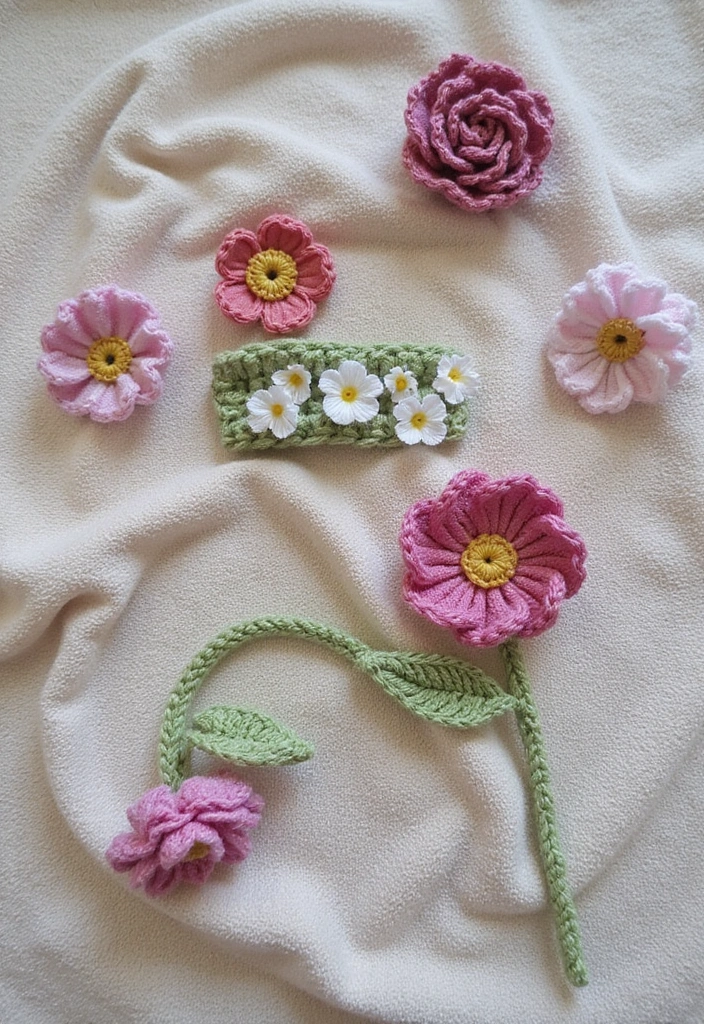 26 Lily of the Valley Crochet Ideas: Delicate and Beautiful - 3. Sweet Lily of the Valley Crochet Hair Accessories