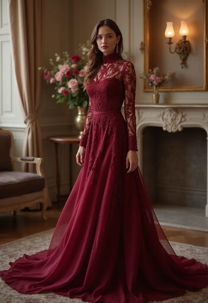 26 Modèles de Robes au Crochet Élégantes pour Toutes les Occasions - 20. La Robe de Soirée à Manches Longues