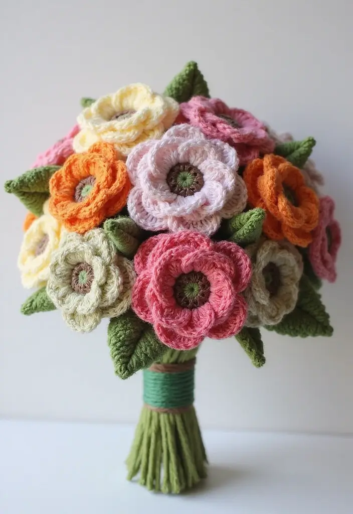26 Ramos de Flores a Crochet Ideas Creativas y Románticas - 19. Ramos de Flores para Recuerdo