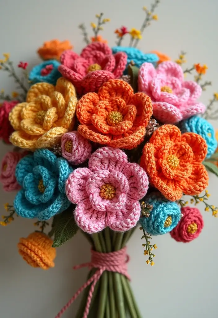 26 Ramos de Flores a Crochet Ideas Creativas y Románticas - 21. Ramos para Celebraciones Especiales