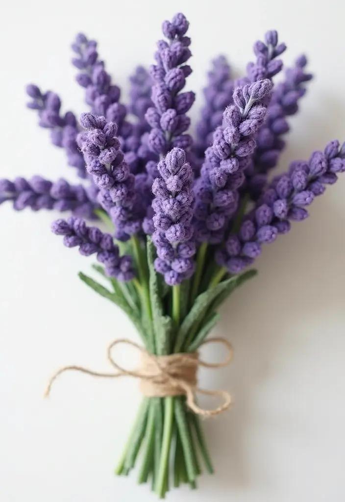 26 Ramos de Flores a Crochet Ideas Creativas y Románticas - 3. Ramos de Lavanda de Ganchillo
