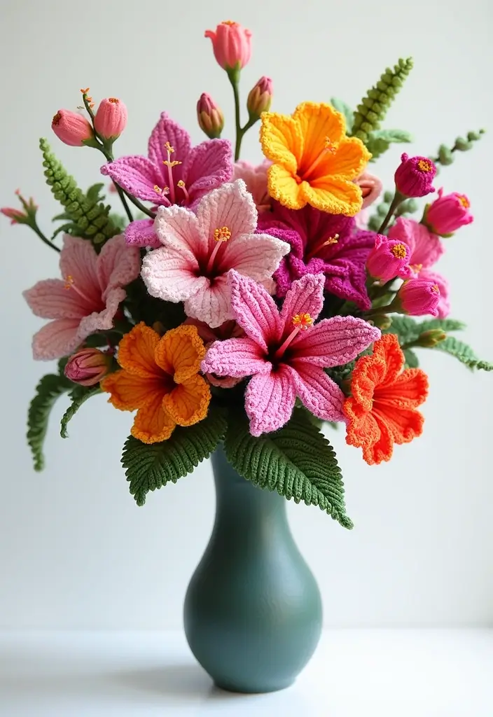 26 Ramos de Flores a Crochet Ideas Creativas y Románticas - 4. Ramos de Flores Exóticas