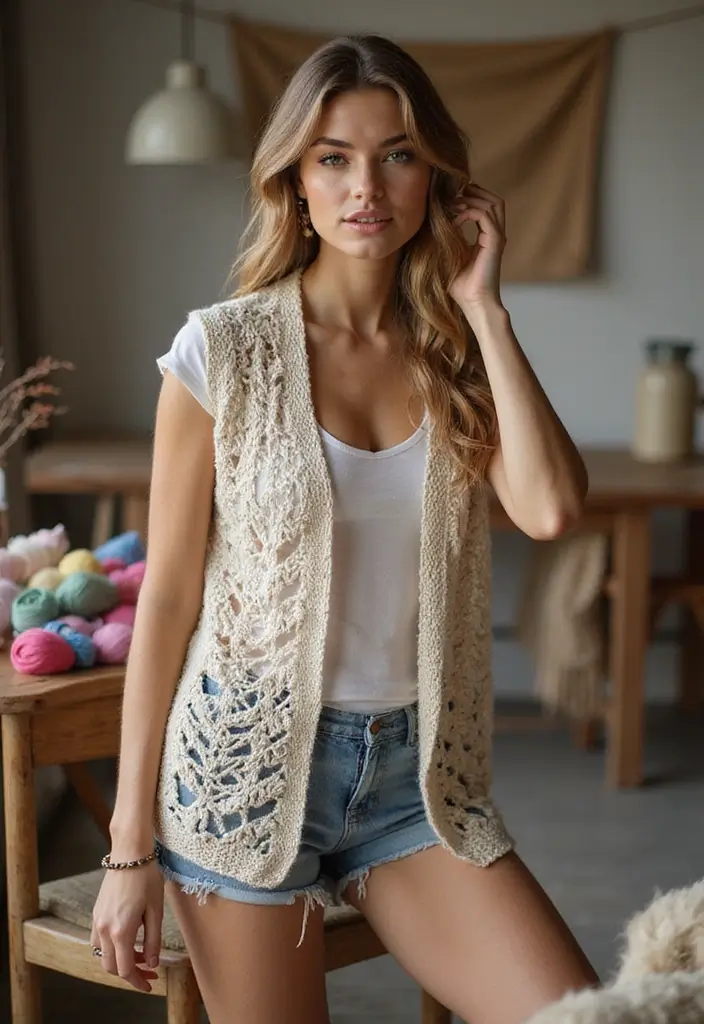 27 Chaleco a Crochet Mujer Patrones Modernos para Principiantes - 1. Chaleco Estilo Abierto