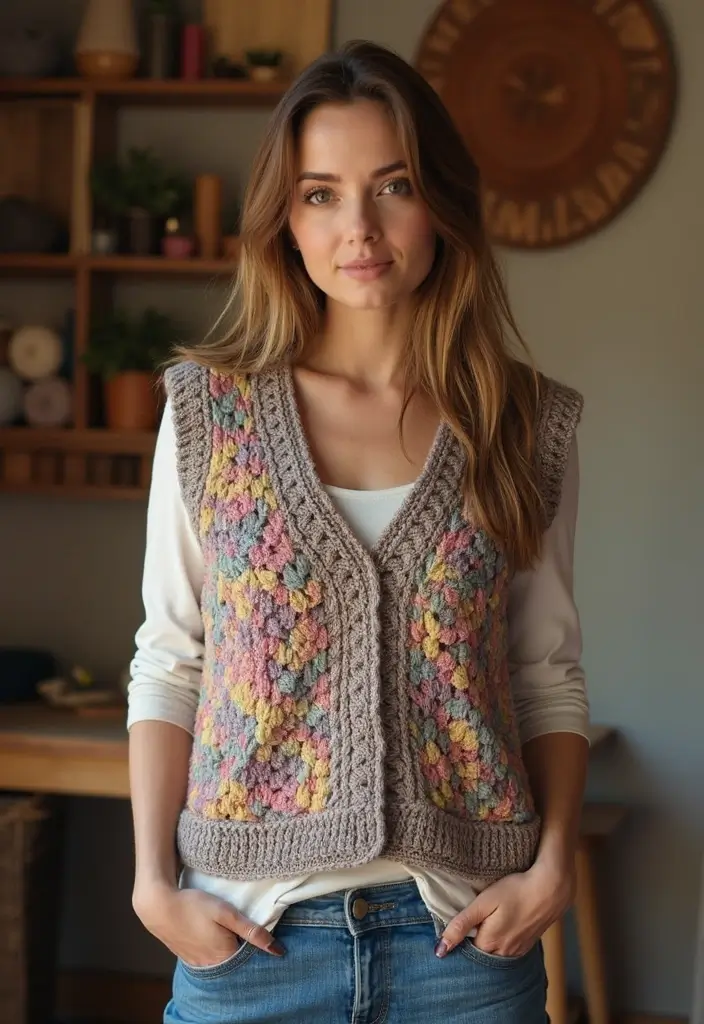 27 Chaleco a Crochet Mujer Patrones Modernos para Principiantes - 19. Chaleco con Efecto de Burbujas