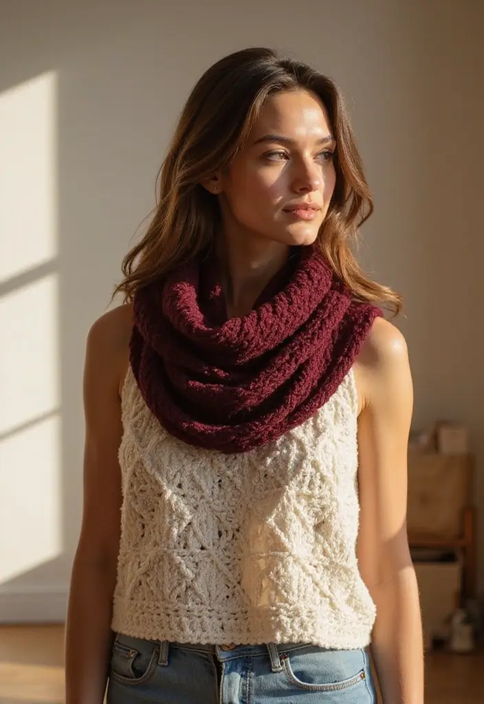 27 Chaleco a Crochet Mujer Patrones Modernos para Principiantes - 2. Chaleco de Cuello Alto