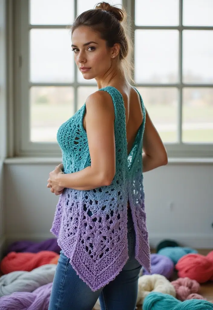 27 Chaleco a Crochet Mujer Patrones Modernos para Principiantes - 27. Chaleco de Efecto Ombre