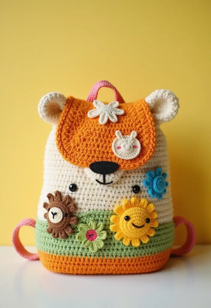 27 Chic Modèles de Sac en Crochet Faciles à Réaliser à la Maison - 10. Sac à Dos Enfantin