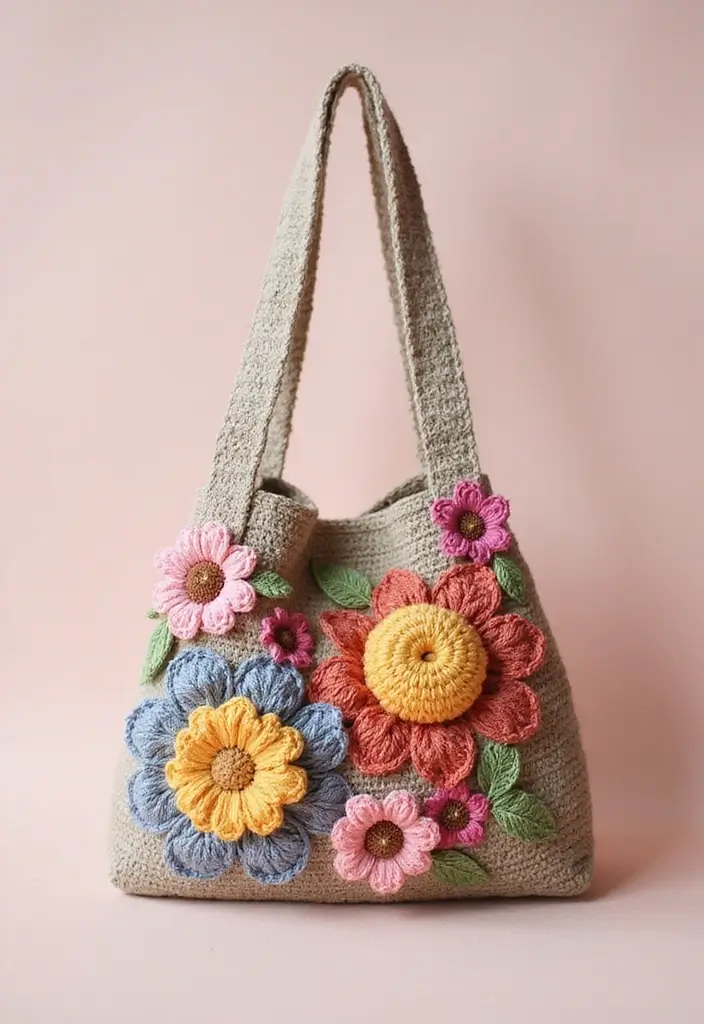 27 Chic Modèles de Sac en Crochet Faciles à Réaliser à la Maison - 12. Sac en Crochet à Motif Floral